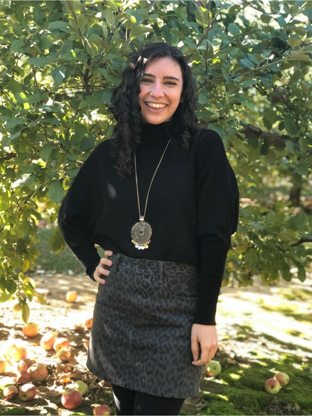 Lucky Brand Cheetah Print Black Denim Mini Skirt